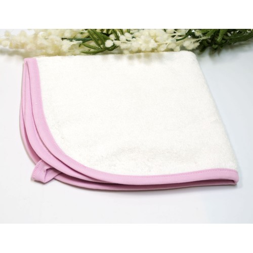 Полотенце махровое с розовым 50х50см Белый 6007