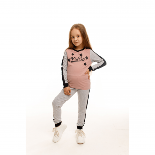 Детский костюм для девочки из двунитки Vidoli от 9 до 10 лет Серый G-22664W_powdery