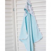Детское полотенце уголок махровое ELA Textile&Toys Киты Голубой 80х80 см TW001BL