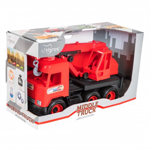 Модель машинки Тигрес Middle truck Кран Красный 39487