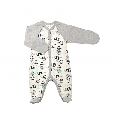 Человечек для новорожденных Smil Funny pandas Молочный/Серый 0-3 месяца 108643