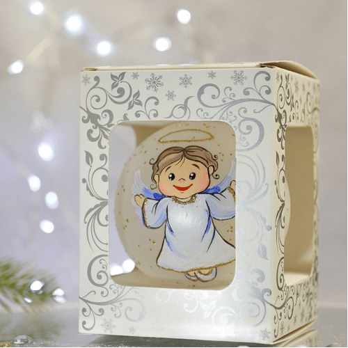 Новогодний шар на елку Santa Shop Ангелики-діти Благовісник Белый 8,5 см 4820001112535