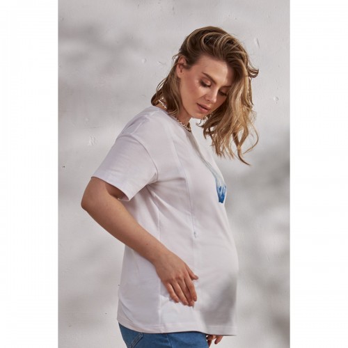 Футболка для беременных и кормящих Юла Мама Clouds Белый NR-24.062