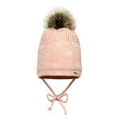 Вязаная шапка детская зимняя Broel Розовый 3-12 месяцев HOPPA
