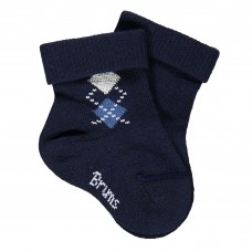 Носки темно-синие с отворотом, ромбики, Brums Italy 0 - 9,7-10,3 см