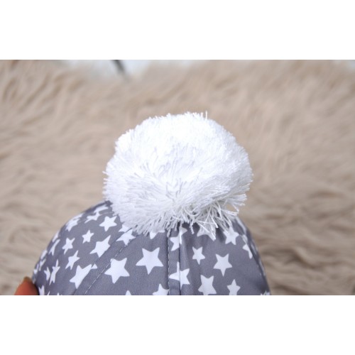Зимняя шапка детская Magbaby Аляска Звезды на сером 0-5 лет Белый/Серый 103181