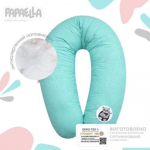 Подушка для беременных и кормящих Papaella 30x170 см Горошек Мятный 8-33266