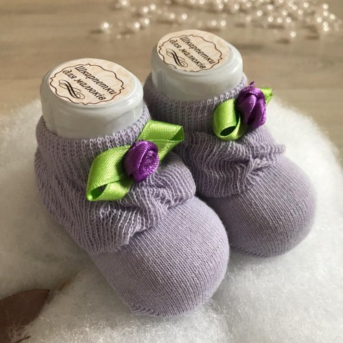 Детские носки для новорожденных BetiS Розочка 0 - 6 мес Трикотаж Фиолетовый 27684394