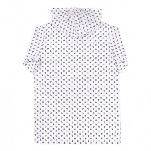 Рубашка с капюшоном детская Bembi 1 - 7 лет Поплин Белый/Синий РБ164