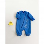 Детский комбинезон для новорожденных с начесом My Little Fish Жираф 0-18 мес Синий 016-30