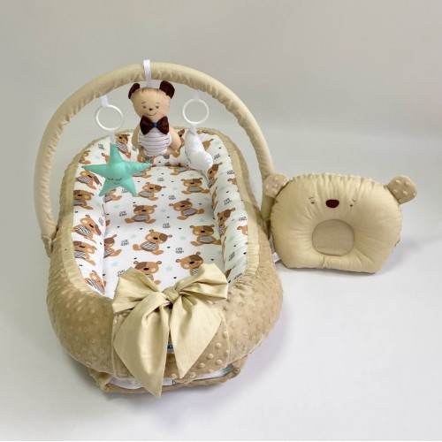 Кокон для новорожденных Happy Luna BabyNest Plush Мишка 3 Бежевый 0142