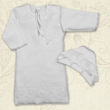 Сорочка для Крещения девочки, Бетис Яночка-2, с шапочкой, д.р., интерлок, белый