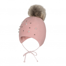 Вязаная шапка детская зимняя Broel Розовый 6-12 месяцев GIUSSEPINA