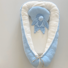 Кокон для новорожденных ELA Textile&Toys Велюр Голубой/Молочный BP00LBM