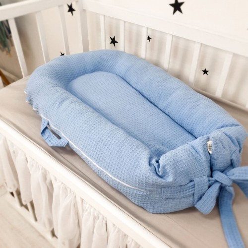 Кокон для новорожденных Oh My Kids Soft OMK Sky blue Пике Голубой Поролон 2 см КК-242-OMK