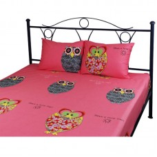 Комплект постельного белья без пододеяльника евро двуспальный Руно Owl Розовый 22.137_Owl