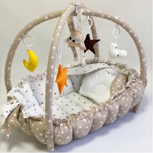 Кокон для новорожденных 2в1 Happy Luna Babynest Playmate Бежевый/Белый 0742