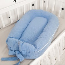 Кокон для новорожденных Oh My Kids Soft OMK Sky blue Пике Голубой Кокос 2 см КК-242-OMK