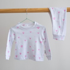 Пижама детская ELA Textile&Toys Сердечки 2 - 6 лет Интерлок Белый/Розовый PJ001HR