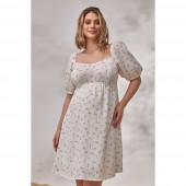 Летнее платье для беременных и кормящих Юла Мама Amadeya Молочный/Розовый DR-24.052