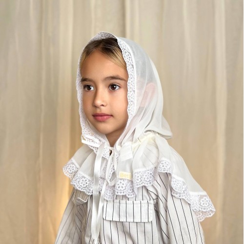 Церковный платок для девочки BetiS Діва Марія Шифон Молочный 60х90 см 27081820