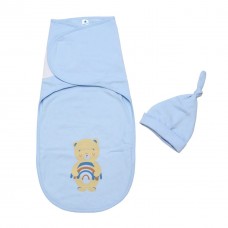 Пеленка кокон для новорожденных на липучках с шапочкой Minikin Мечтатель 0 - 3 мес Голубой 2210301