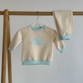 Детский костюм ELA Textile&Toys Облачко 3 - 12 мес Трикотаж на флисе Белый/Бирюзовый HS002CL