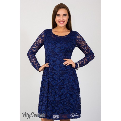 Платье гипюровое для беременных Юла мама Deisy DR-37.061 темно-синий