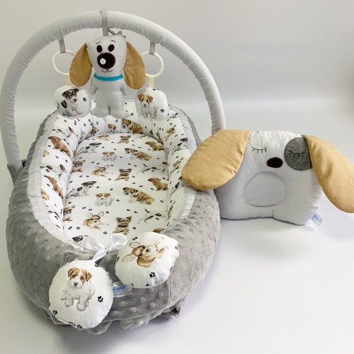 Кокон для новорожденных Happy Luna Babynest Plush Серый/Коричневый 0186