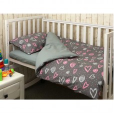 Детское постельное белье в кроватку Руно Сердечко 60х120 см Коричневый/Серый 932.115_Серденько
