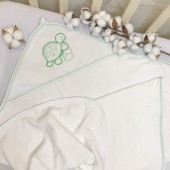 Детское полотенце уголок махровое BetiS Черепашка Махра Белый/Зеленый 75х90 см 27682061