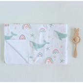Непромокаемая пеленка для детей ELA Textile&Toys Киты Белый/Голубой 80х50 см WRD001W