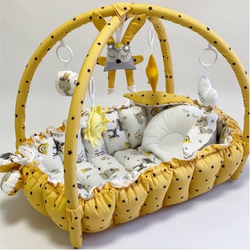 Кокон для новорожденных 2в1 Happy Luna Babynest Playmate Желтый/Белый 0739