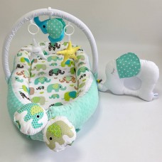 Кокон для новорожденных Happy Luna BabyNest Plush Слоник 2 Мятный 0154