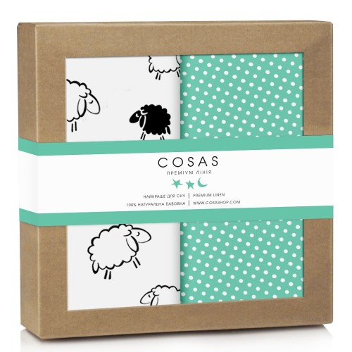 Детские наволочки Cosas Sheep Dots Mint Бязь 40х60 см