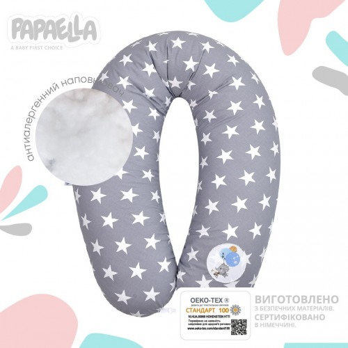 Подушка для беременных и кормящих Papaella 30x190 см Звезды Серый 8-31885