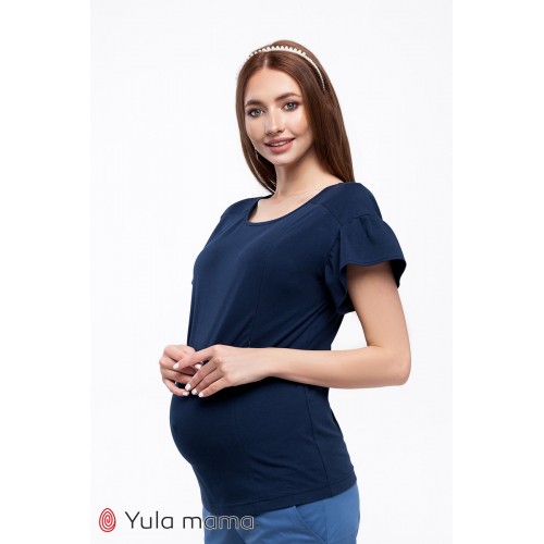 Блуза для беременных и кормящих Юла мама Rowena Темно-синий BL-20.051