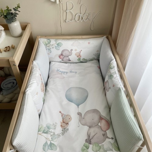 Детское постельное белье и бортики в кроватку BBChic Коллекция №9 Happy Day Мятный 5012023