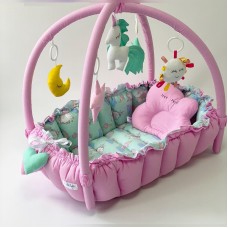 Кокон для новорожденных 2в1 Happy Luna Babynest Playmate Розовый/Ментоловый 0724