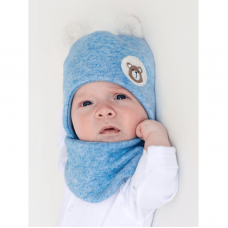 Зимняя вязаная шапка и манишка детская Дембохаус Голубой 2-10 месяцев Алекс