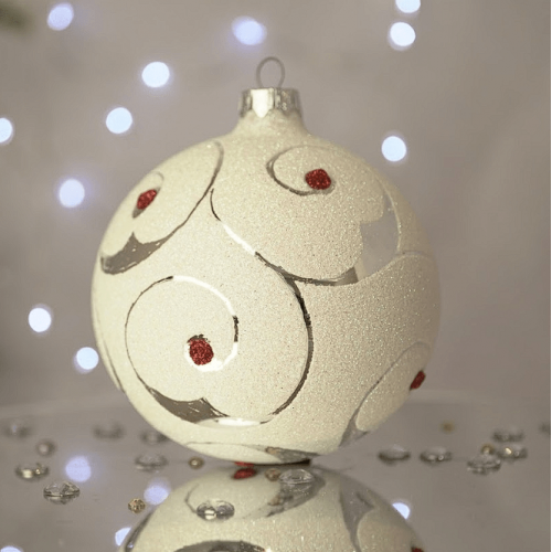 Новогодний шар на елку Santa Shop Сахарная Узоры Молочный 10 см 7806723209132
