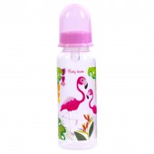 Бутылочка для кормления с силиконовой соской Baby Team Фламинго 250 мл Розовый 1410