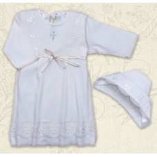 Сорочка для Крещения девочки, Бетис Христина-2, с шапочкой, д.р., интерлок, молочный