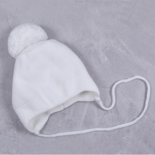 Вязаная шапка для новорожденных Magbaby Albie на трикотаже 0-12 мес Белый 102950