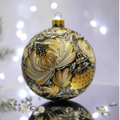Новогодний шар на елку Santa Shop Петриковка Цветок Золотой 10 см 4820001112269