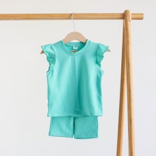 Летний костюм для девочки футболка и шорты ELA Textile&Toys 2 - 8 лет Кулир Бирюзовый JSG001MT