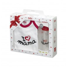 Подарочный набор bibi® из серии "Я Люблю Маму", бодик и бутылочка РР 250 мл.с соской