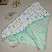 Конверт одеяло для новорожденных с помпонами PaMaYa 80*90 Мятный 1787-1
