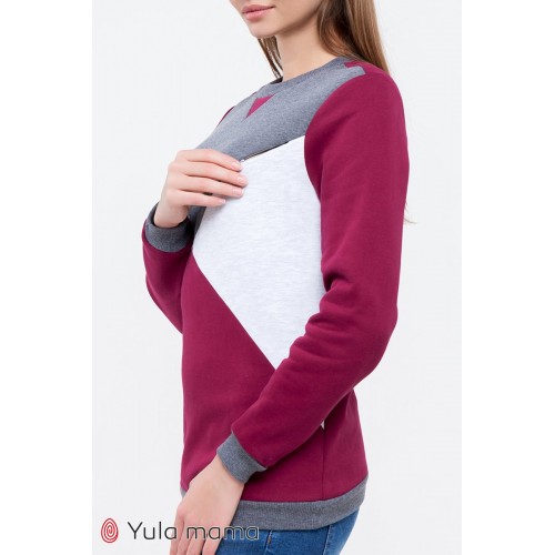 Свитшот для беременных и кормящих Юла мама Cat warm Бордовый SW-49.112