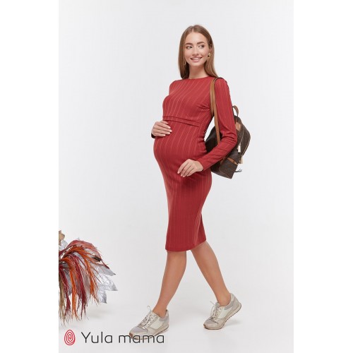 Платье для беременных и кормящих Юла мама Gwen DR-39.012 терракотовый